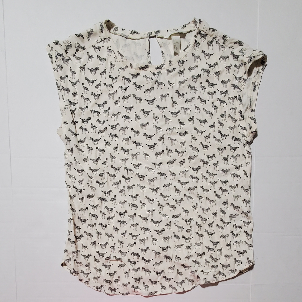 H&M Cream Zebra Pattern Blouse